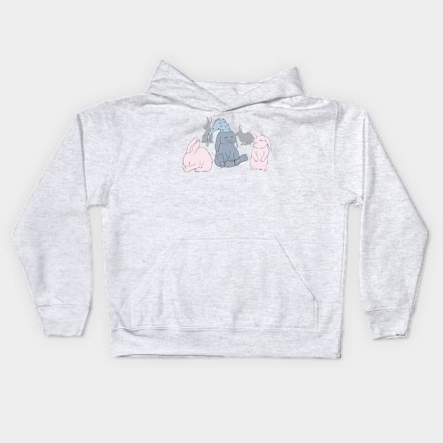 Sleeping Rabbits Kids Hoodie by msmart